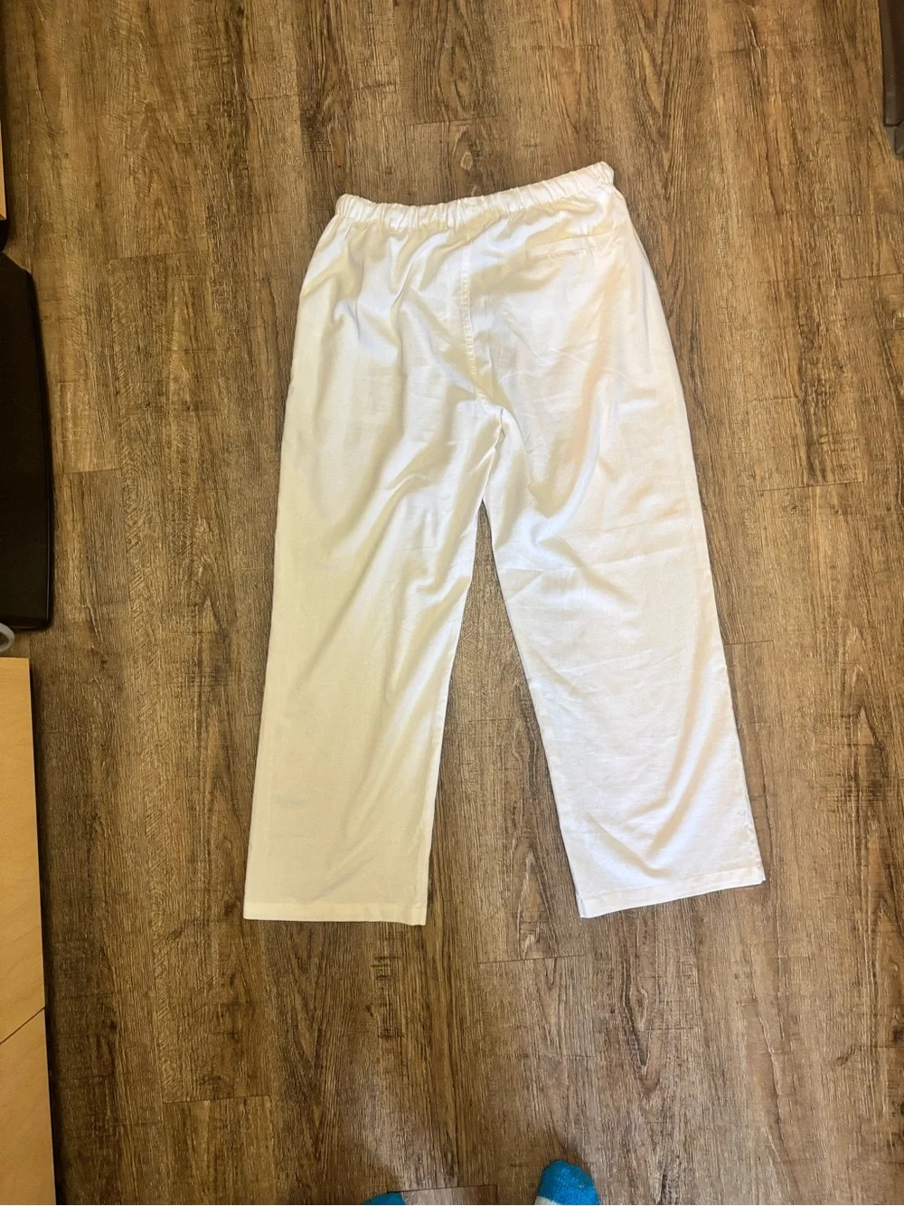 Calvin Klein white Elastic Waist Linen-Cotton Pants - Picture 2 of 6